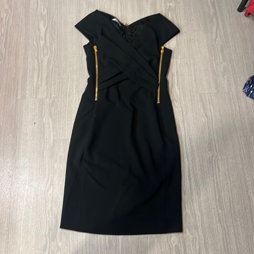 Moschino dress, black with gold zippers, perfect condition